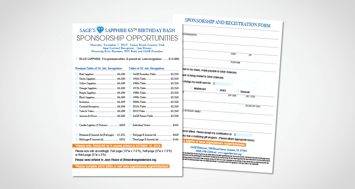 SAGE Eldercare 65th Birthday Invitation